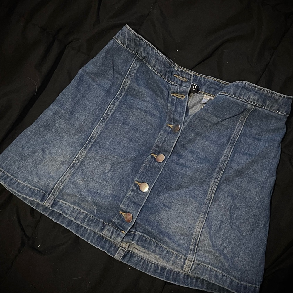 H&M Blue Denim Mini Skirt with Buttons